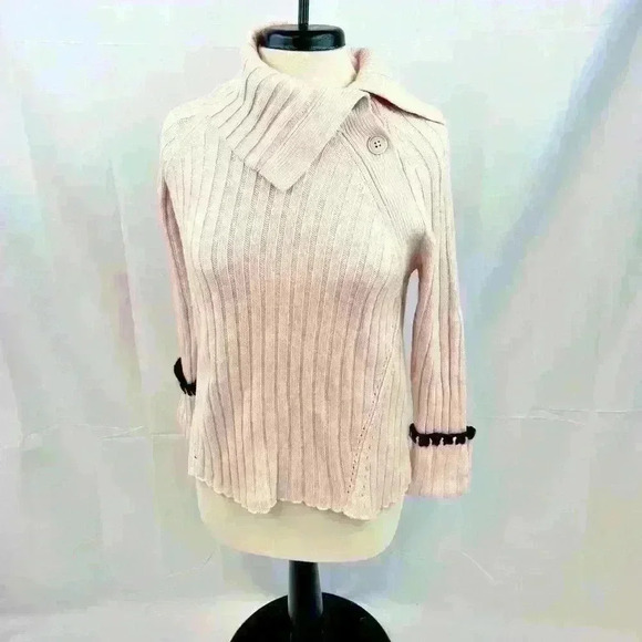 NWT Rebecca Taylor Merino Wool Blend Champagne Pink Sweater - Picture 2 of 10